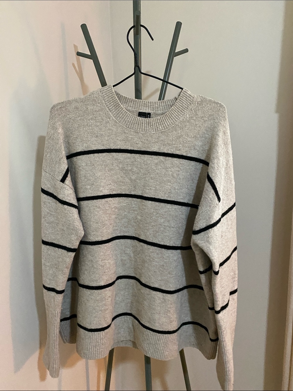 Oversized Chunky Striped Crewneck Sweater